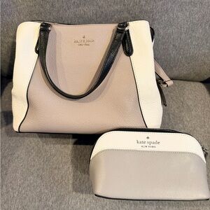 Kate Spade Taupe and Cream Satchel Set